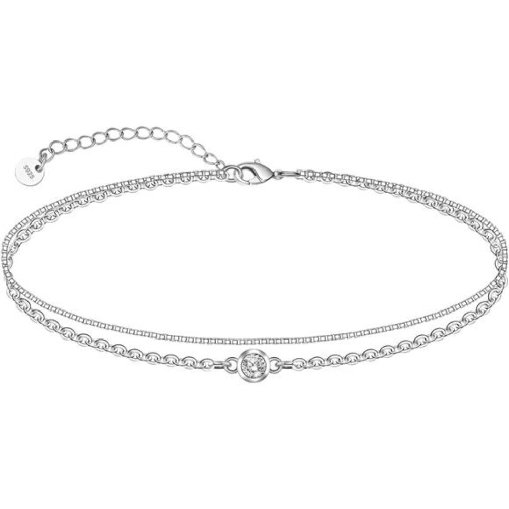 925 Sterling Silver Ankle Bracelet Multilayer Anklets for Women Satellite, Star